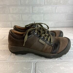 KEEN Austin Leather Oxford Shoes Mens 9.5 Brown Water Resistant Hiking Outdoor
